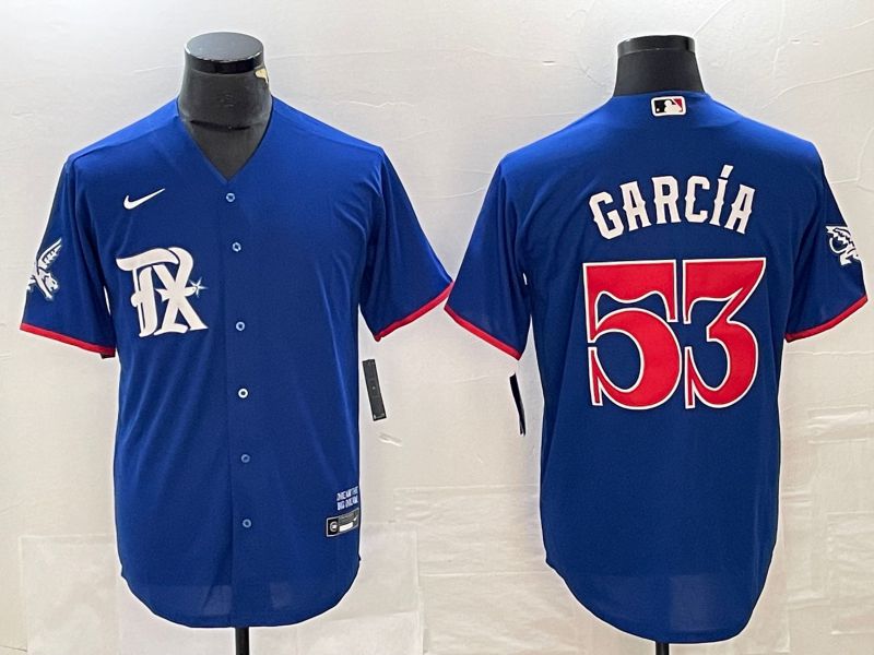 Men Texas Rangers #53 Garcia Blue Game Nike 2023 MLB Jersey style 8->youth mlb jersey->Youth Jersey